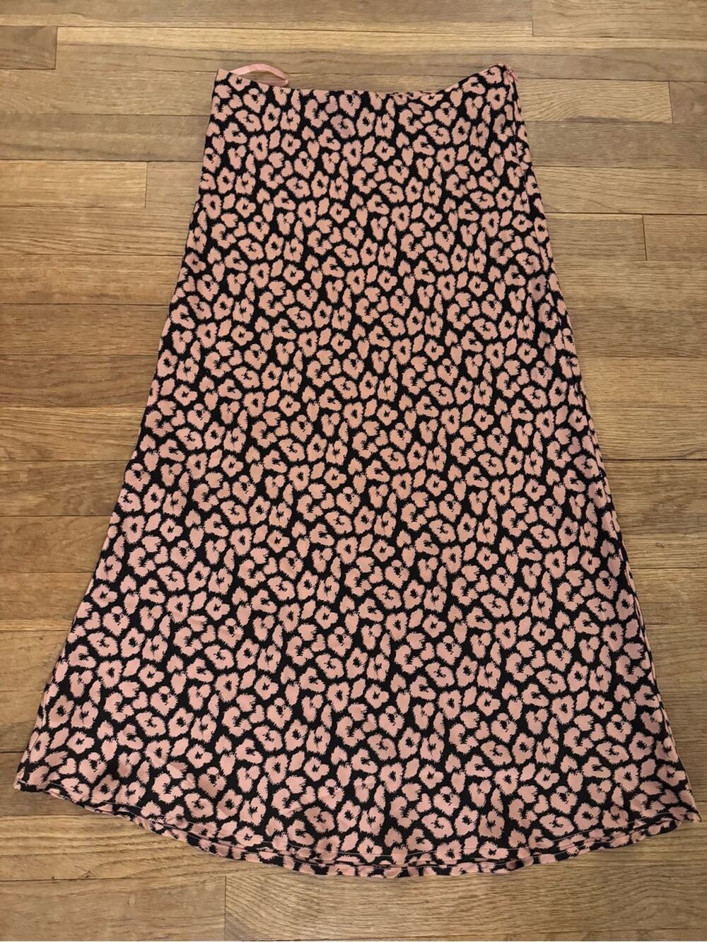 Isalis Women's Pink Black Animal Print Midi Skirt - Size Small
 b19